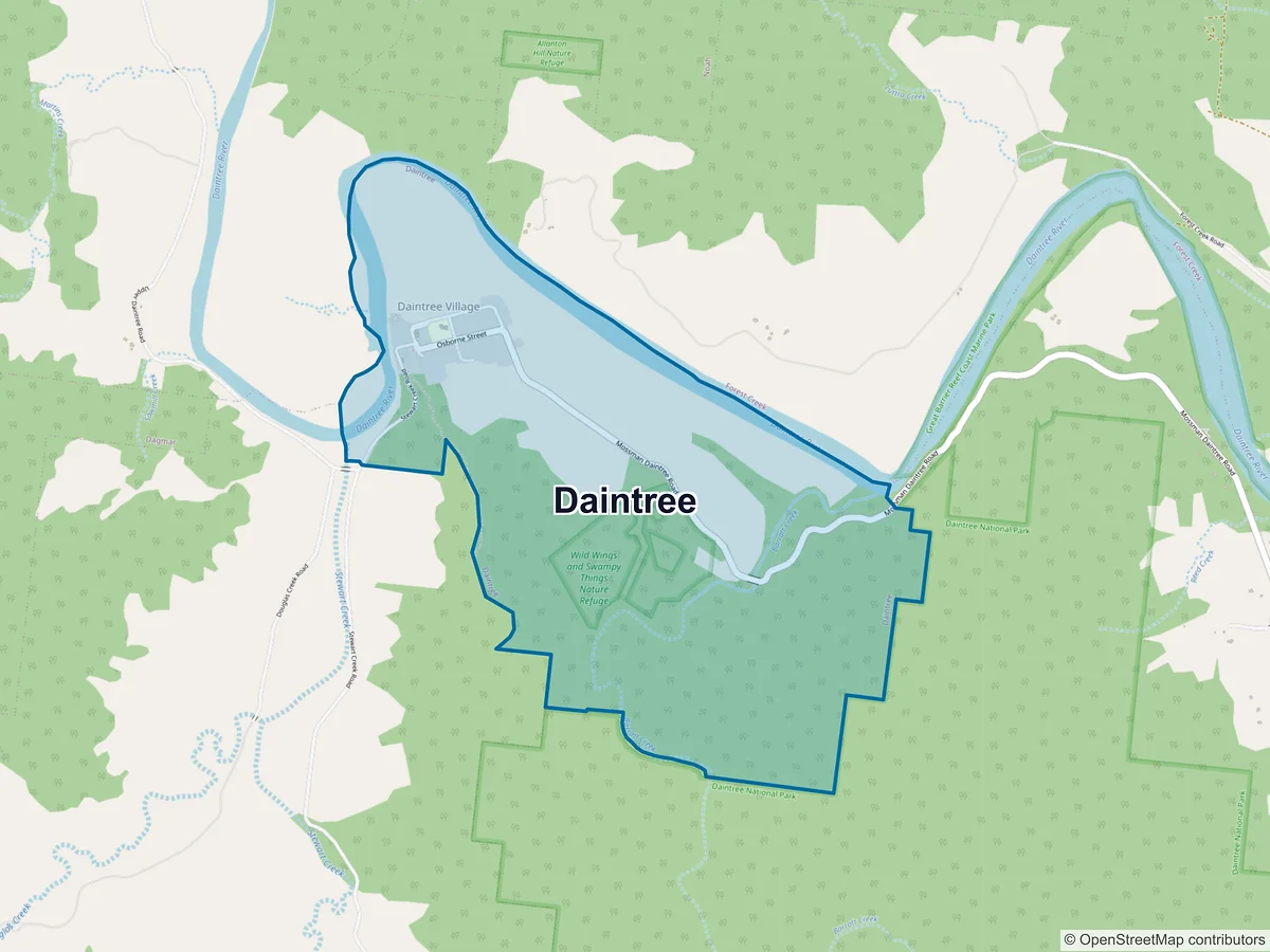 Map of Daintree, QLD, Australia