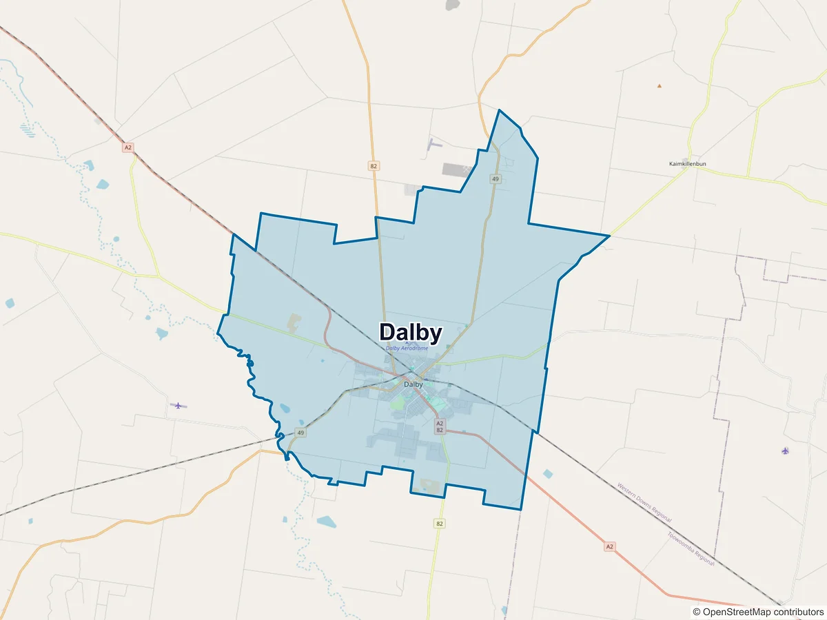 Map of Dalby, QLD, Australia