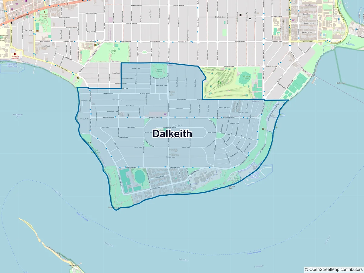 Map of Dalkeith, WA, Australia