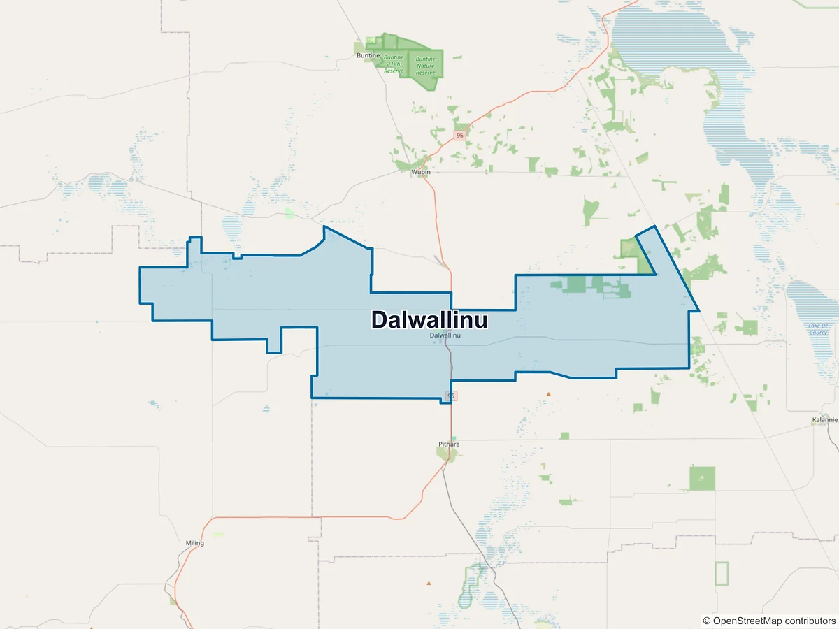 Map of Dalwallinu, WA, Australia
