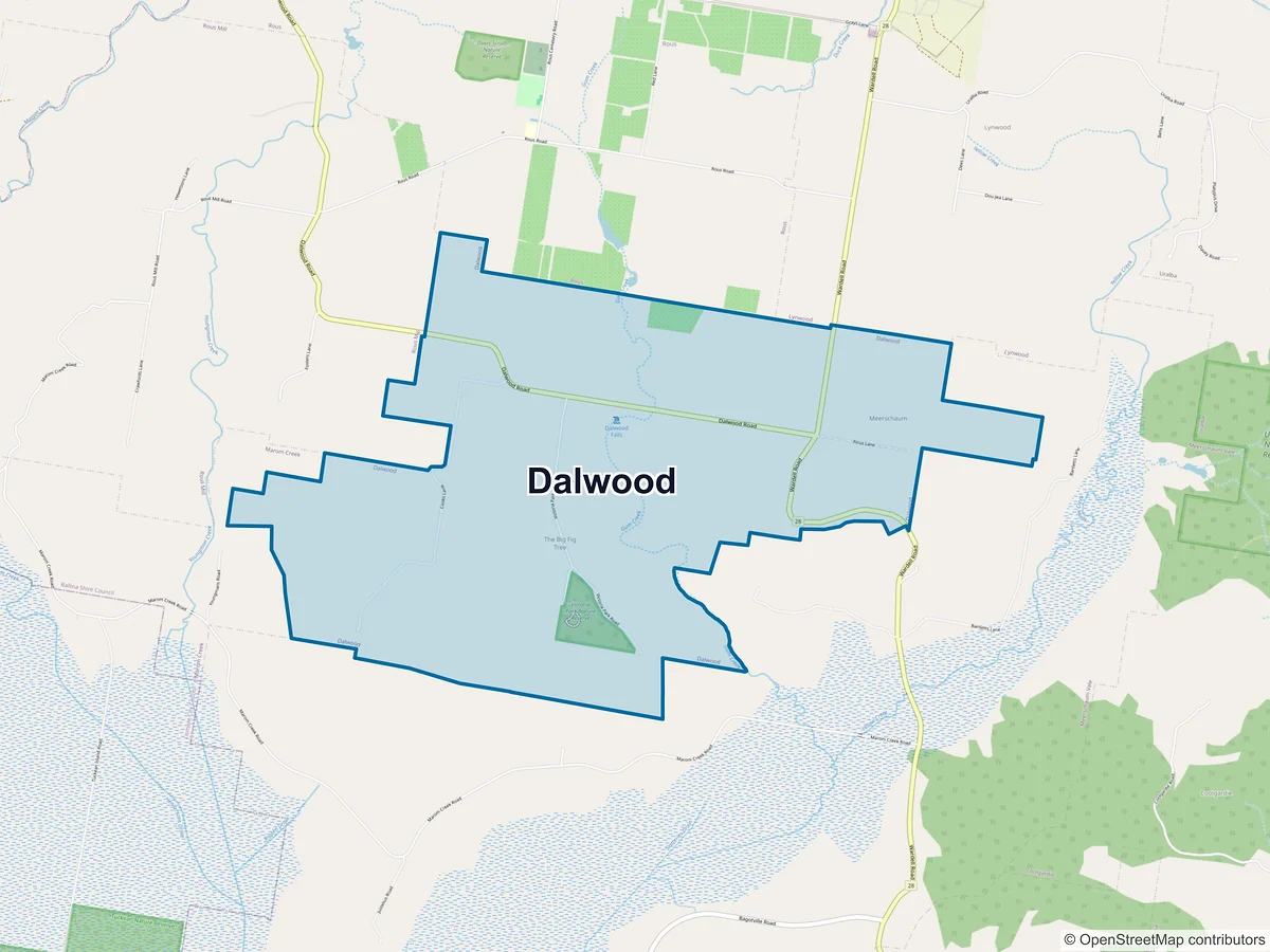 Map of Dalwood, NSW, Australia