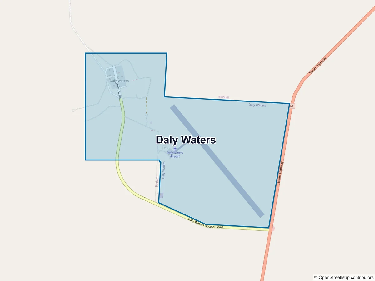 Map of Daly Waters, NT, Australia