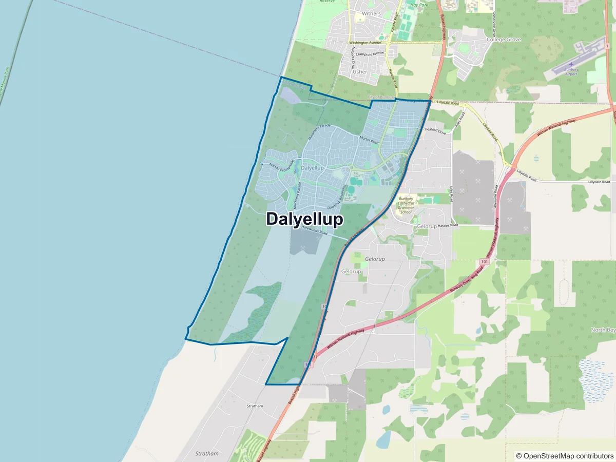 Map of Dalyellup, WA, Australia