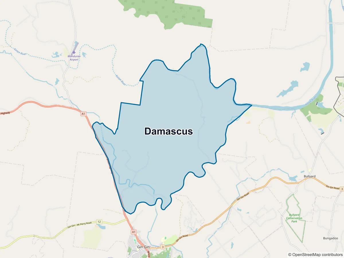 Map of Damascus, QLD, Australia