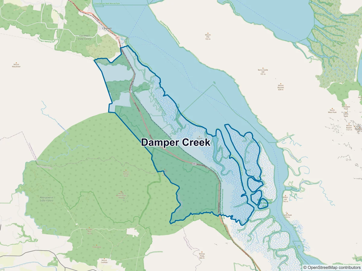 Map of Damper Creek, QLD, Australia