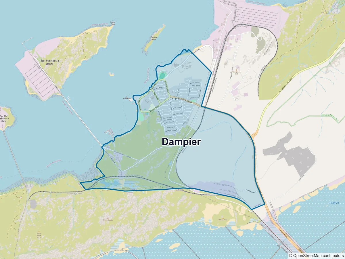 Map of Dampier, WA, Australia