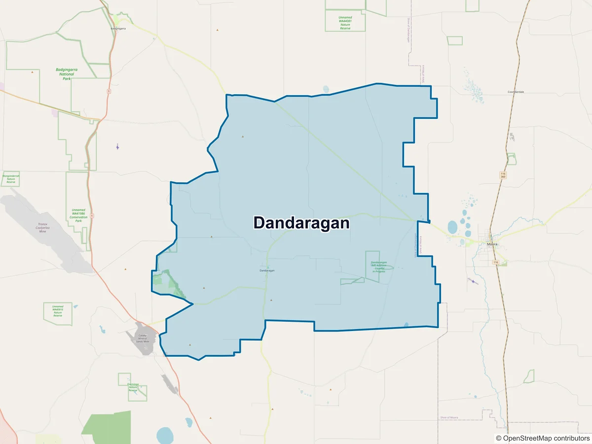 Map of Dandaragan, WA, Australia