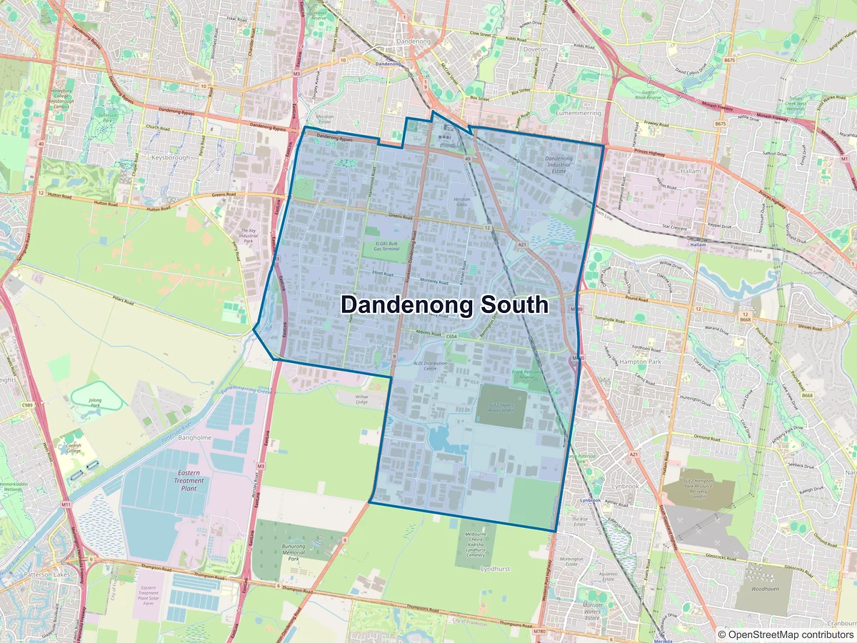 Map of Dandenong South, VIC, Australia