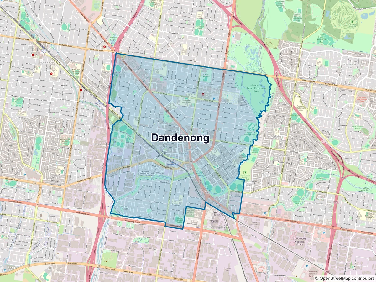 Map of Dandenong, VIC, Australia
