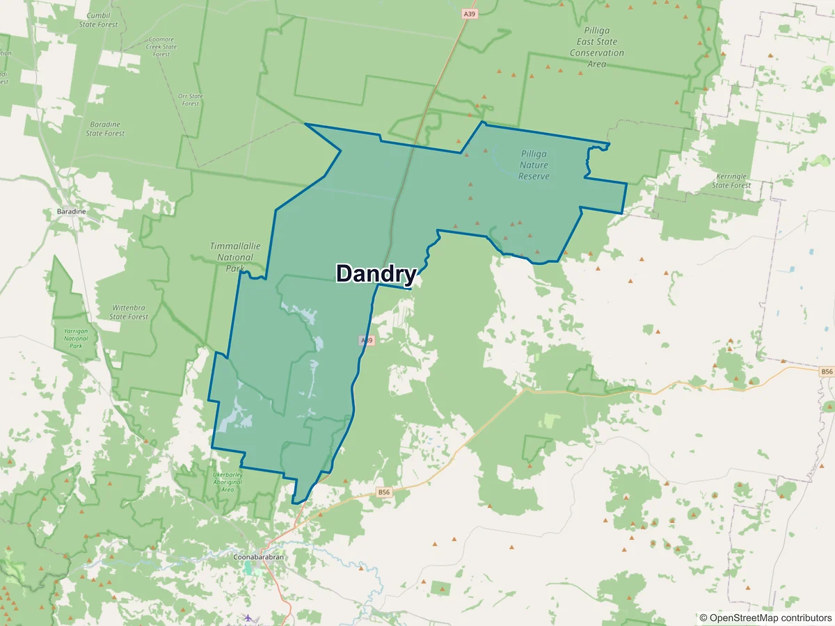 Map of Dandry, NSW, Australia