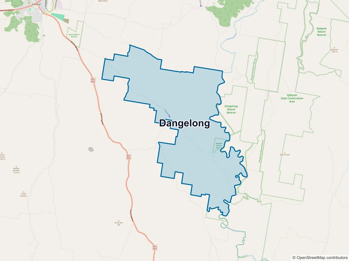Map of Dangelong, NSW, Australia