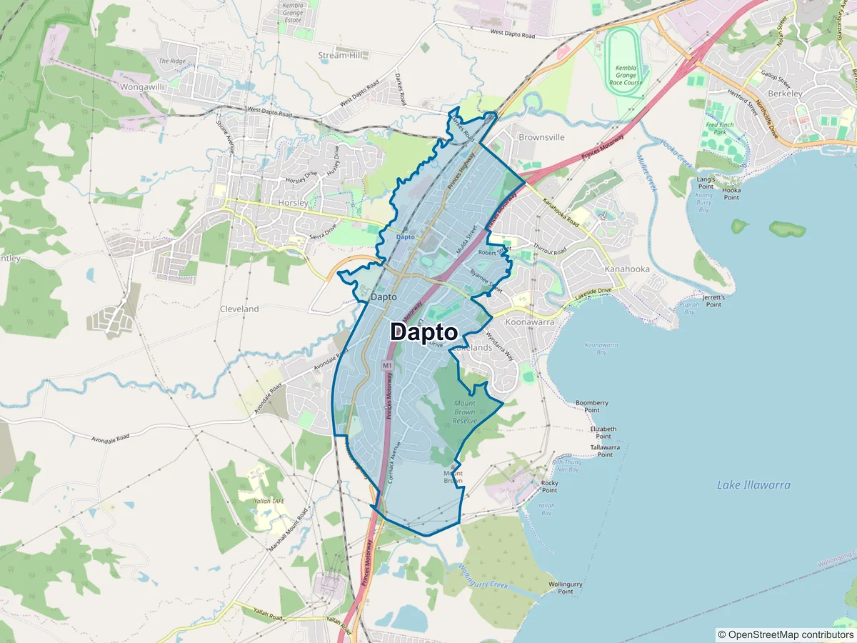 Map of Dapto, NSW, Australia