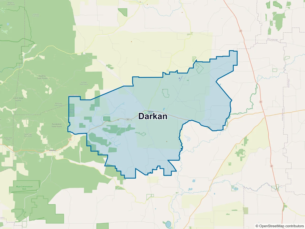 Map of Darkan, WA, Australia