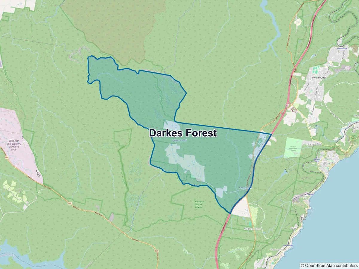 Map of Darkes Forest, NSW, Australia