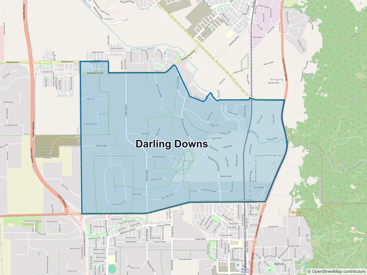 Map of Darling Downs, WA, Australia