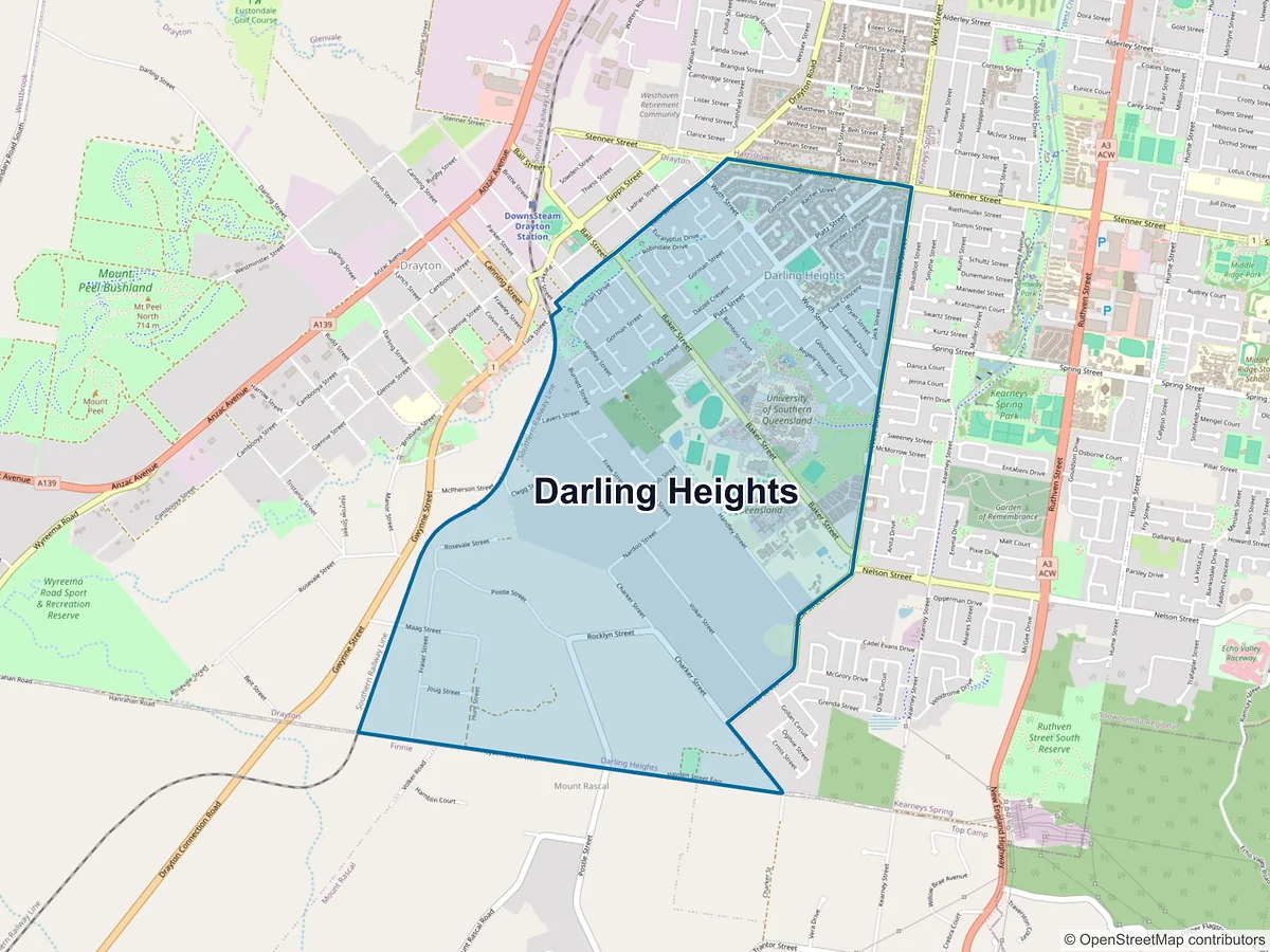 Map of Darling Heights, QLD, Australia