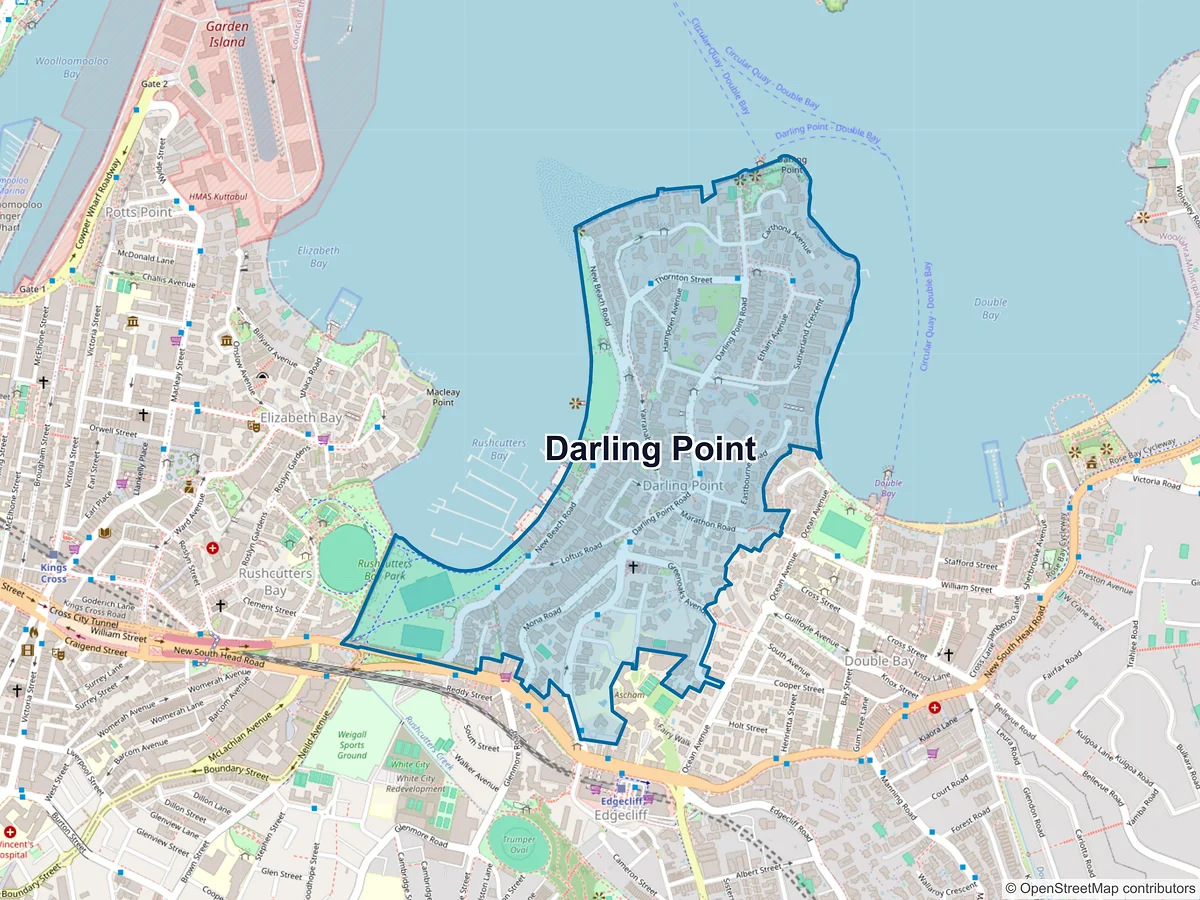 Map of Darling Point, NSW, Australia