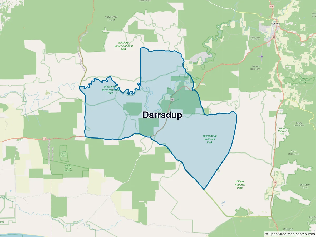 Map of Darradup, WA, Australia