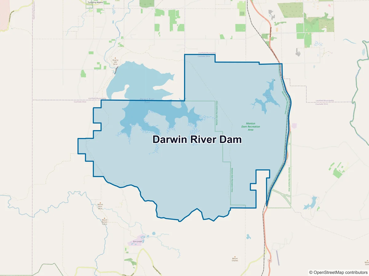 Map of Darwin River Dam, NT, Australia