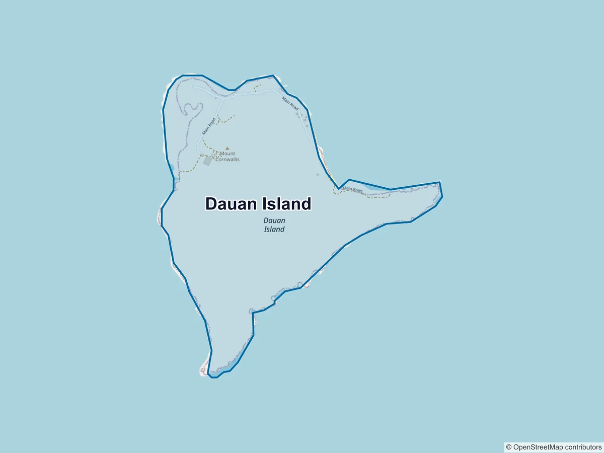 Map of Dauan Island, QLD, Australia
