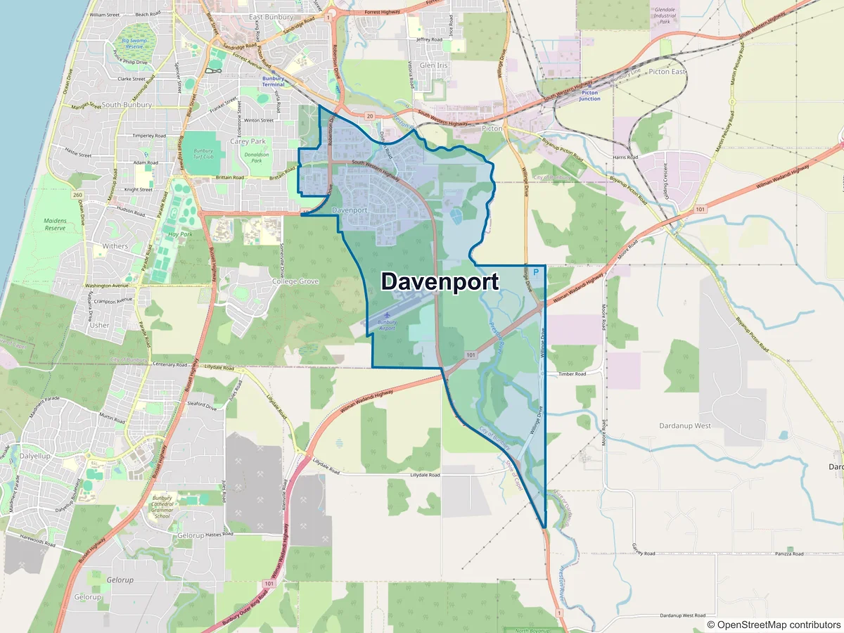 Map of Davenport, WA, Australia