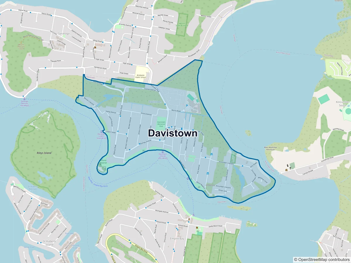 Map of Davistown, NSW, Australia