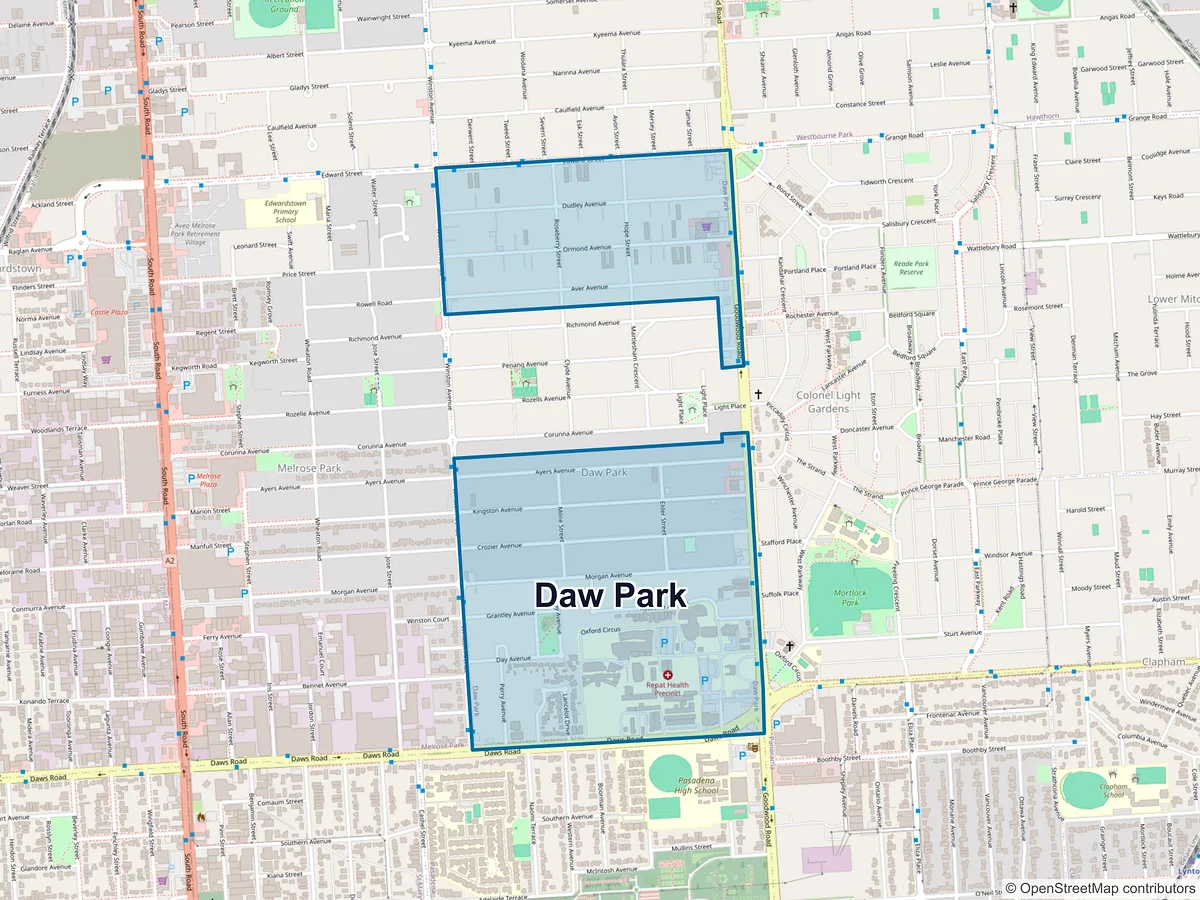 Map of Daw Park, SA, Australia