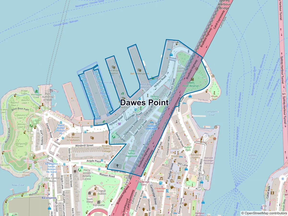 Map of Dawes Point, NSW, Australia