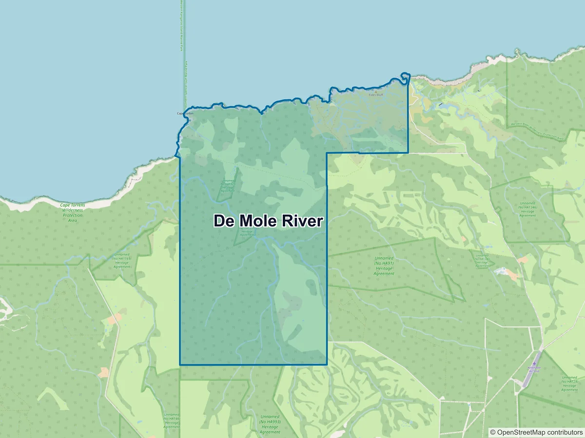 Map of De Mole River, SA, Australia
