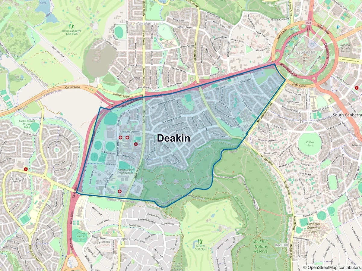 Map of Deakin, ACT, Australia