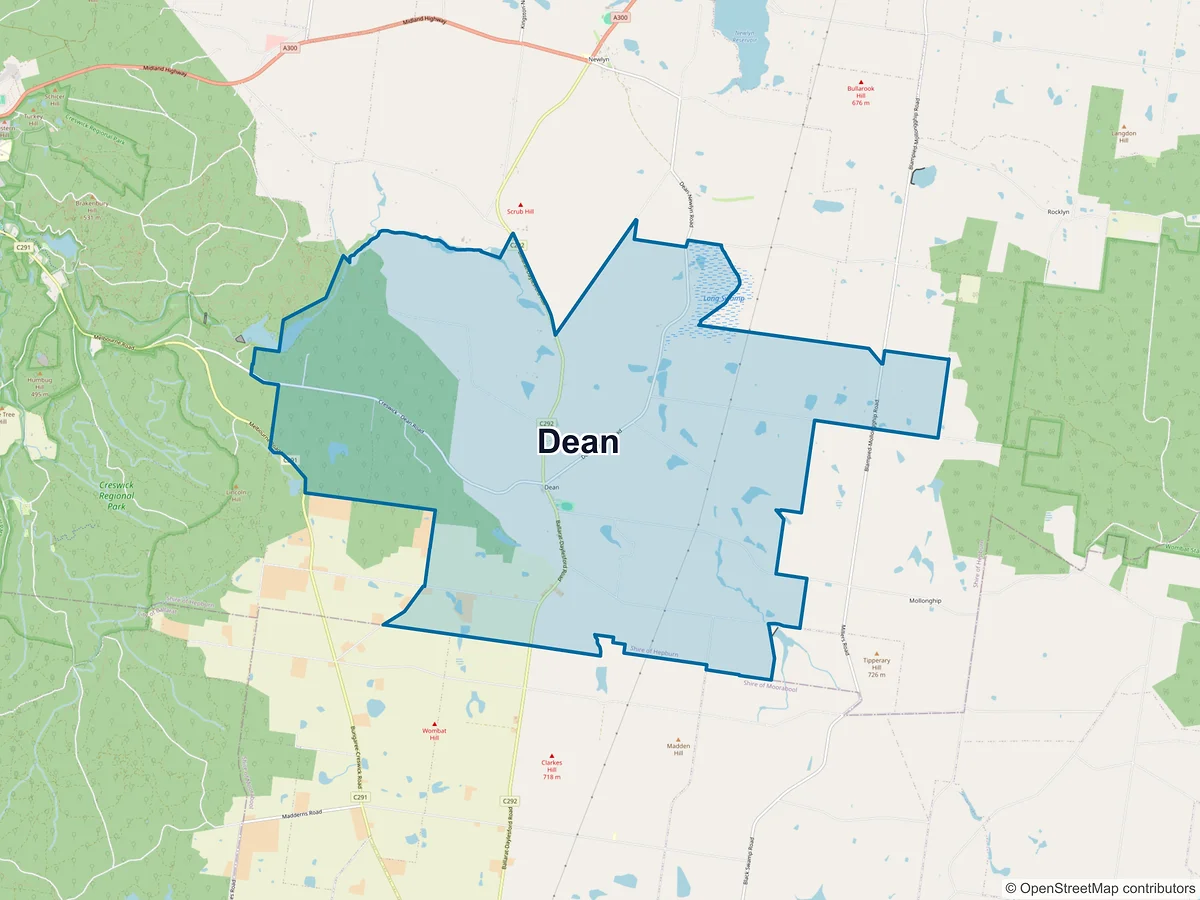 Map of Dean, VIC, Australia
