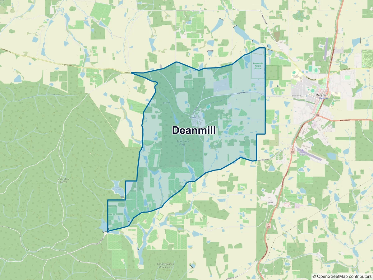 Map of Deanmill, WA, Australia