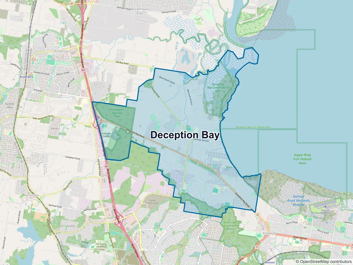Map of Deception Bay, QLD, Australia