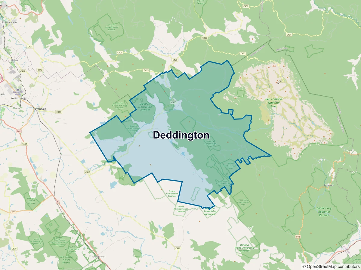 Map of Deddington, TAS, Australia