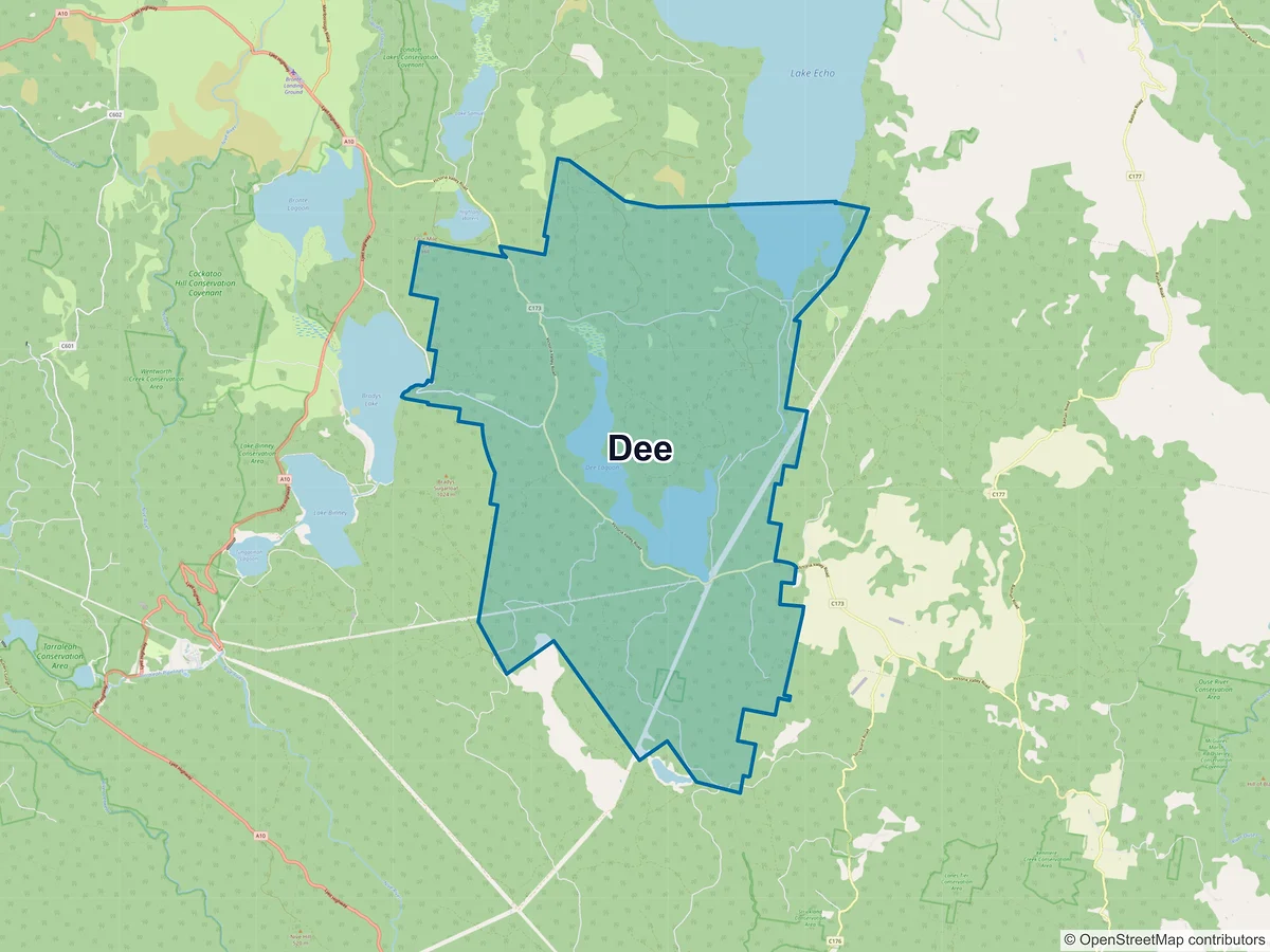 Map of Dee, TAS, Australia