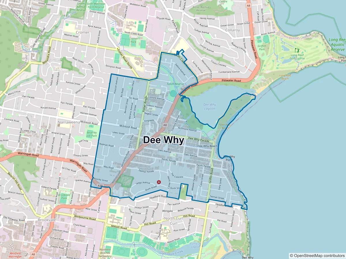 Map of Dee Why, NSW, Australia
