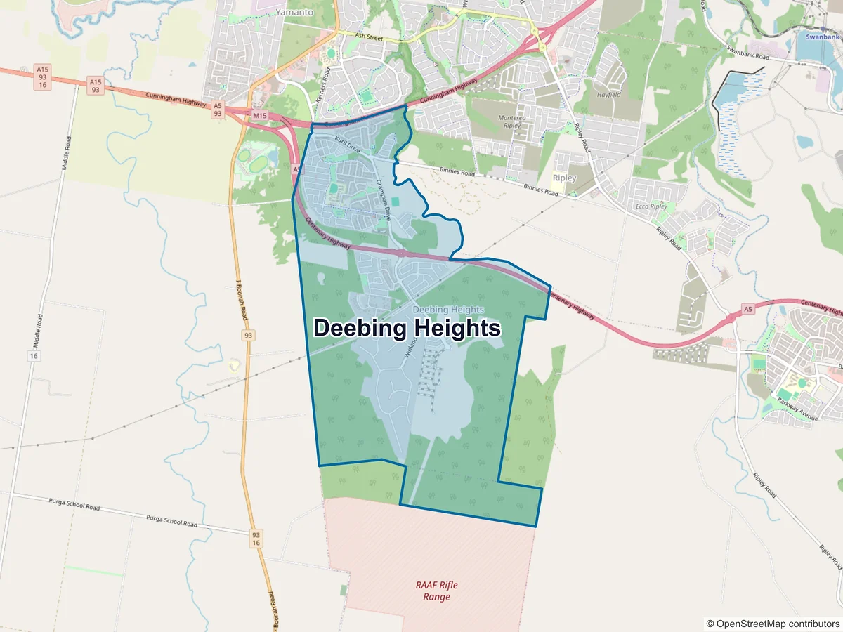 Map of Deebing Heights, QLD, Australia