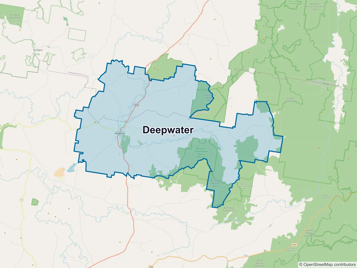 Map of Deepwater, NSW, Australia