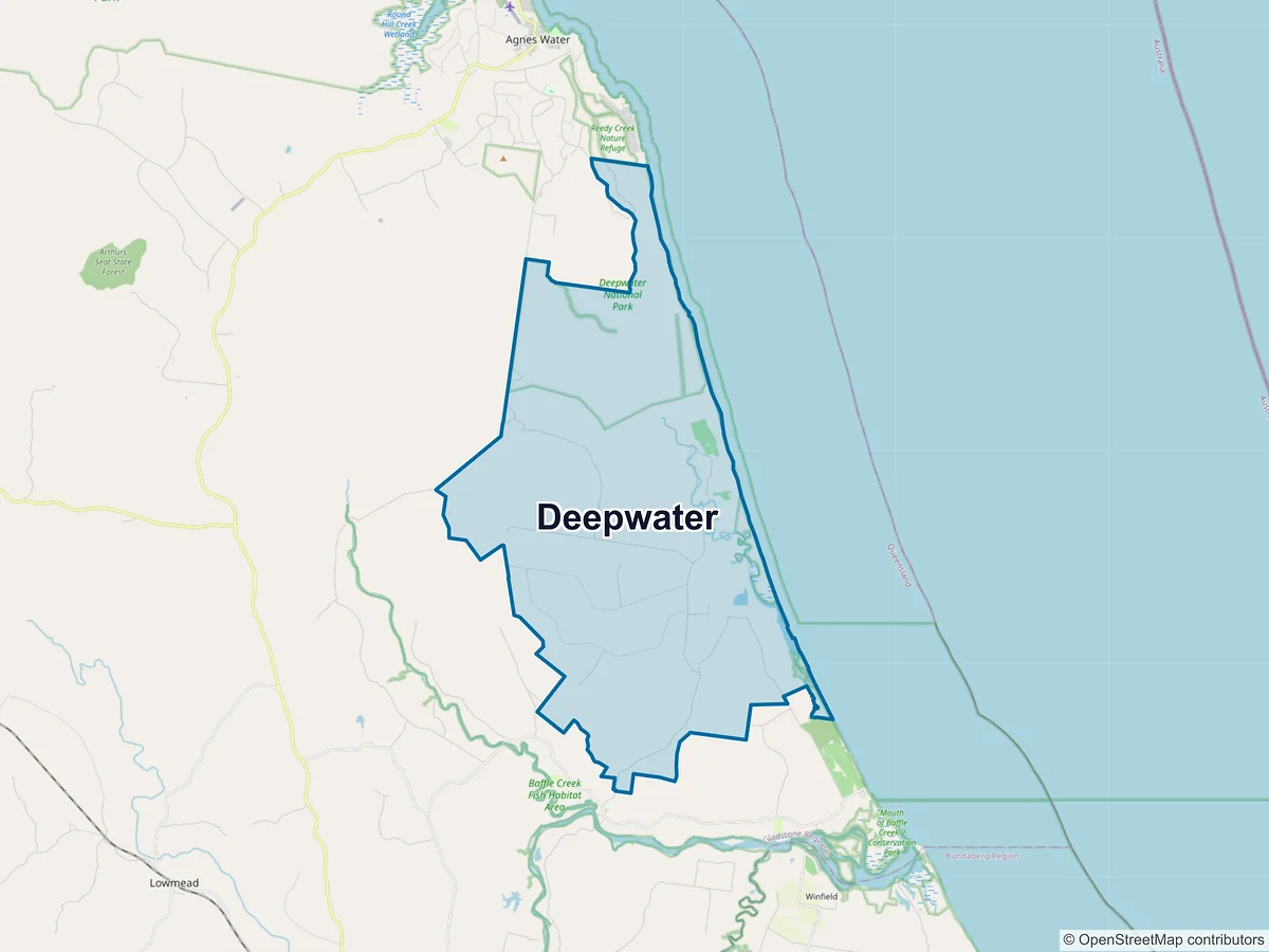 Map of Deepwater, QLD, Australia