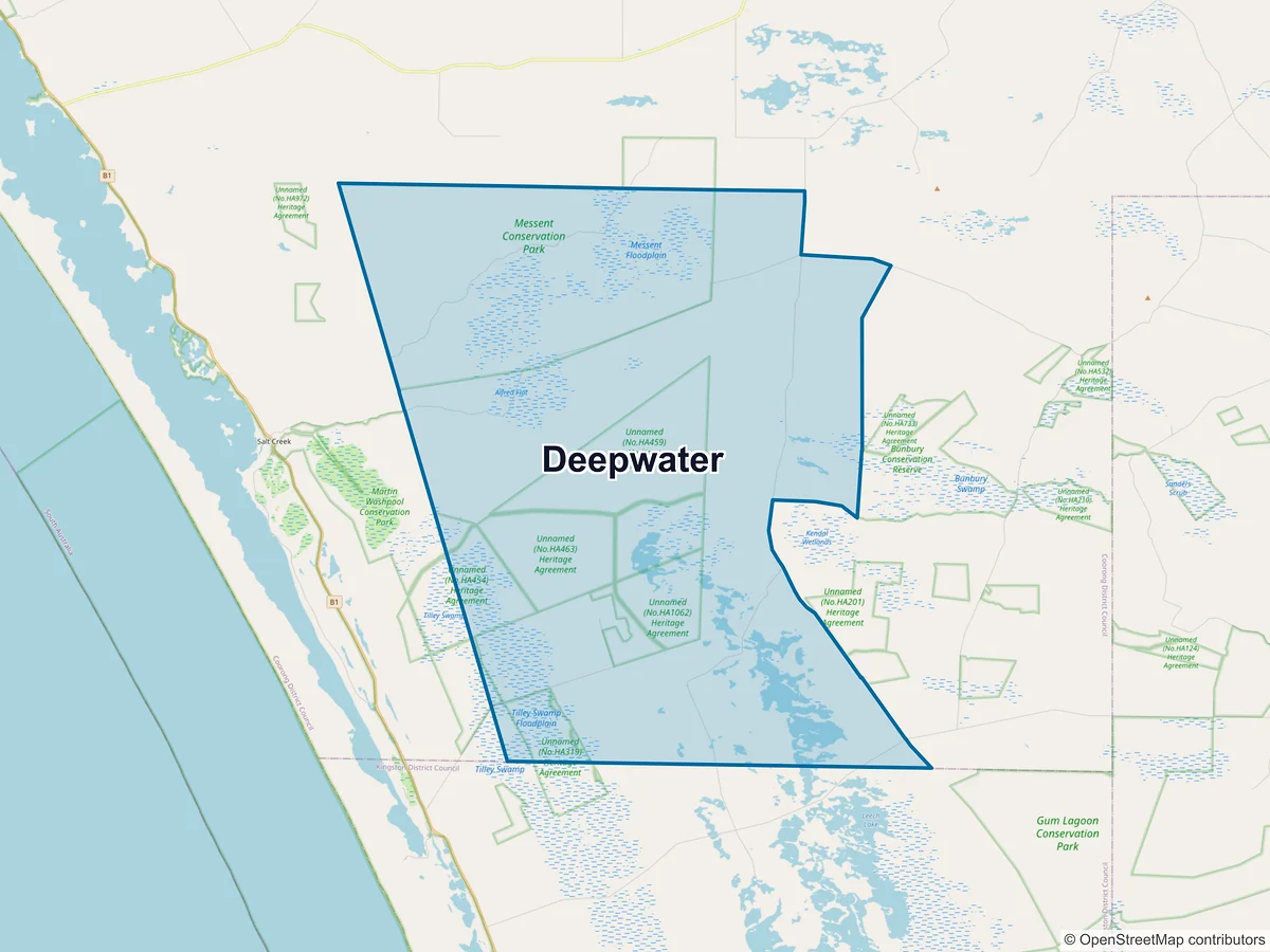 Map of Deepwater, SA, Australia