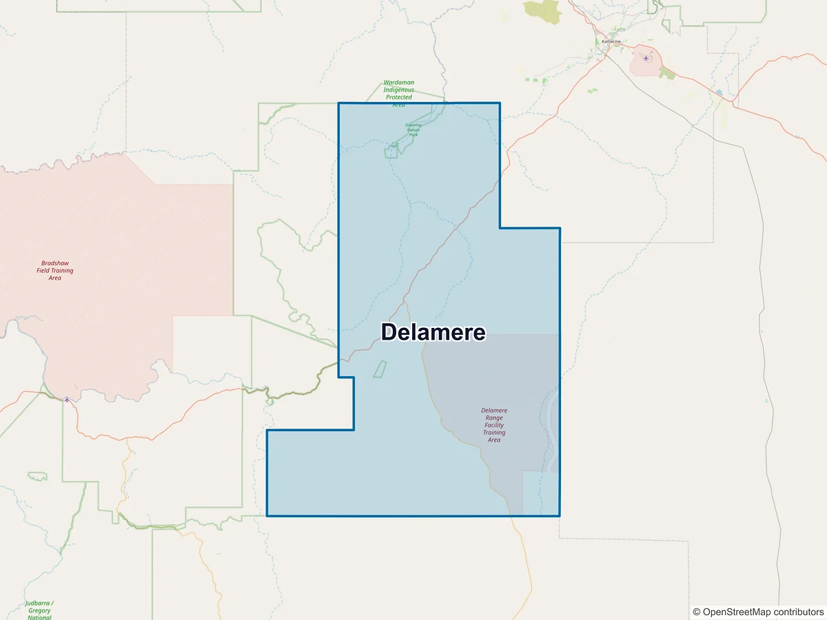 Map of Delamere, NT, Australia