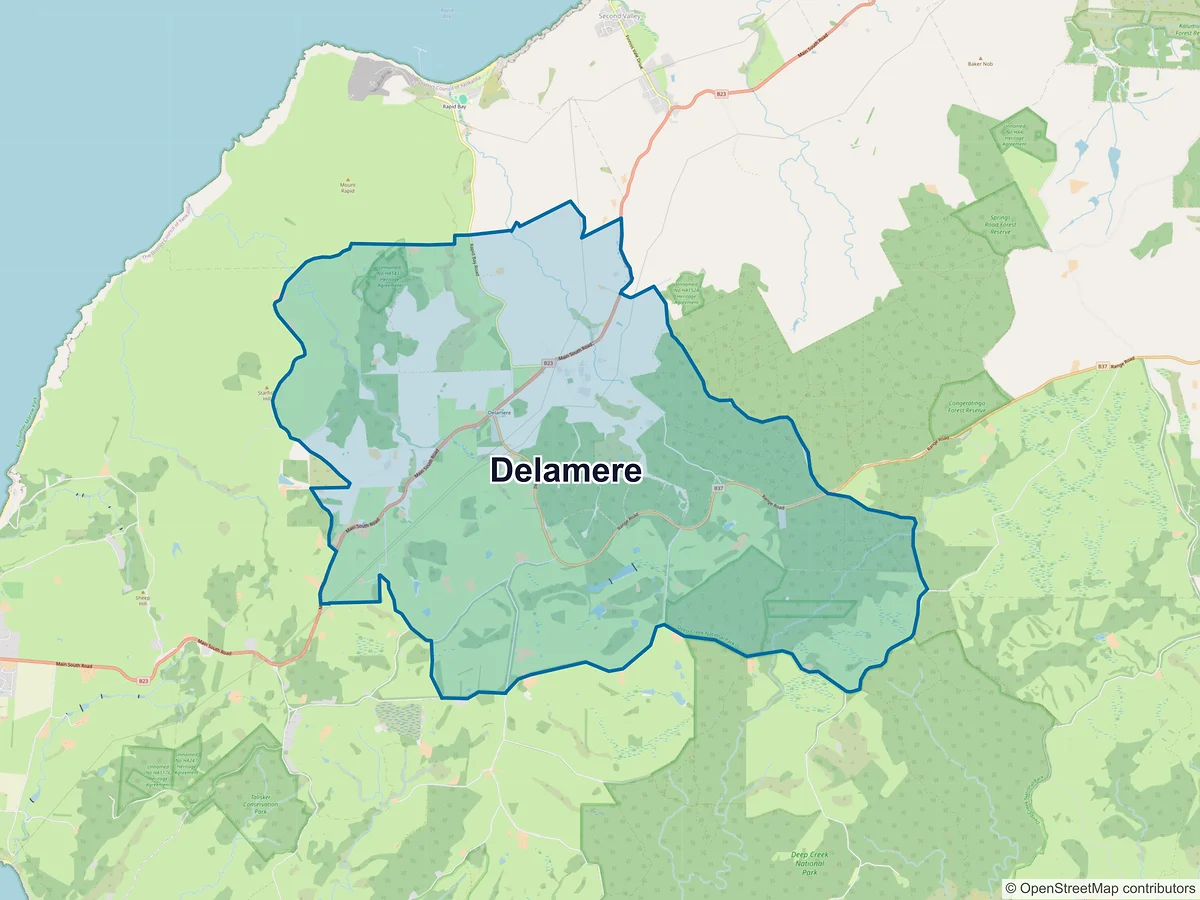 Map of Delamere, SA, Australia