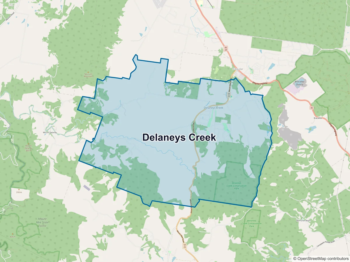 Map of Delaneys Creek, QLD, Australia