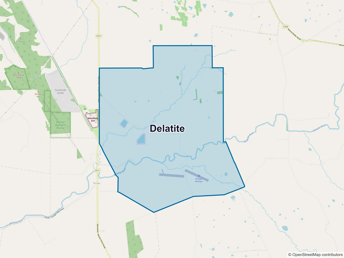 Map of Delatite, VIC, Australia