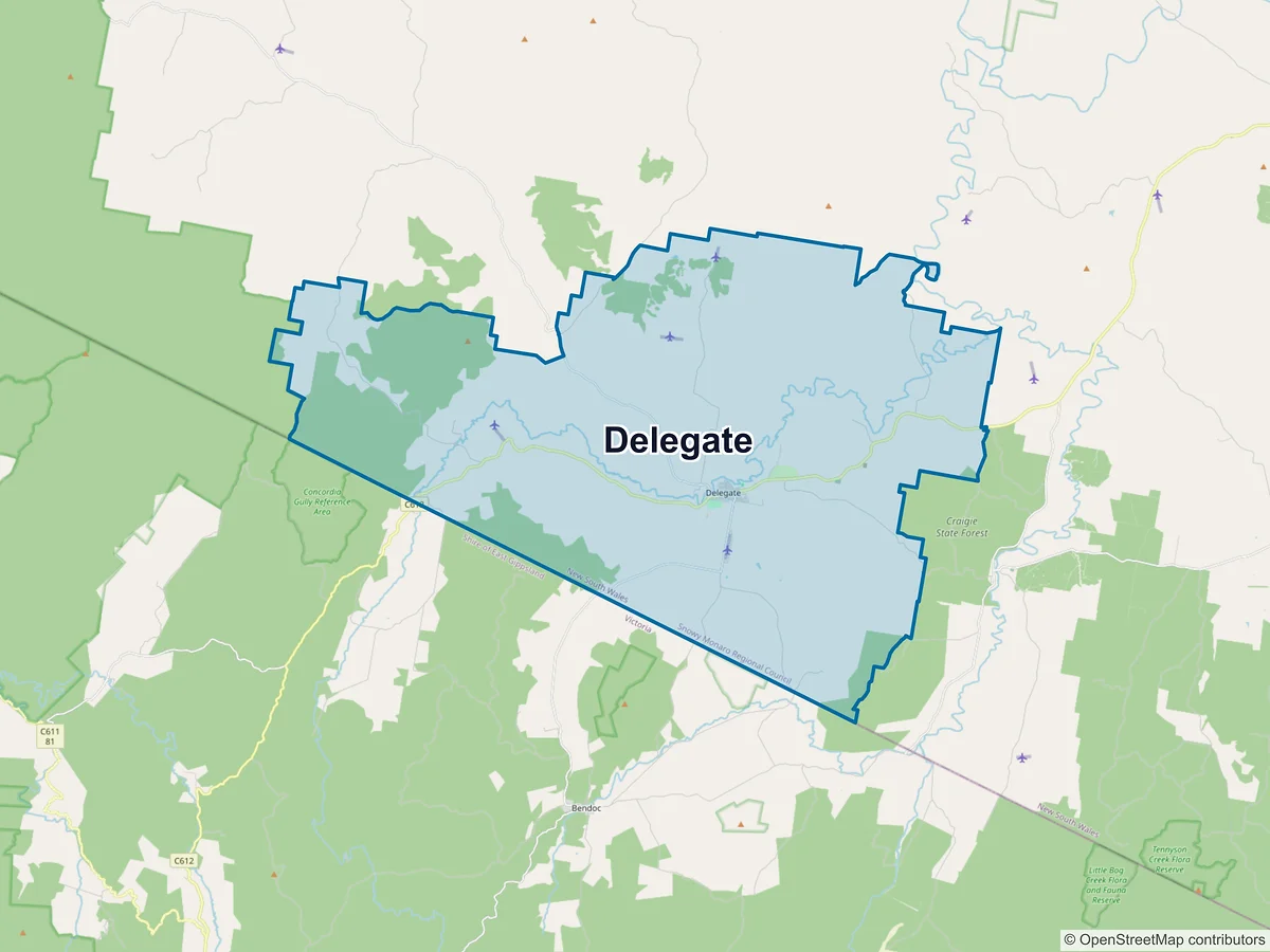 Map of Delegate, NSW, Australia