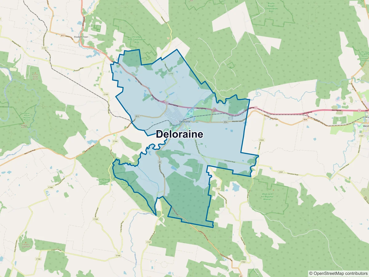 Map of Deloraine, TAS, Australia