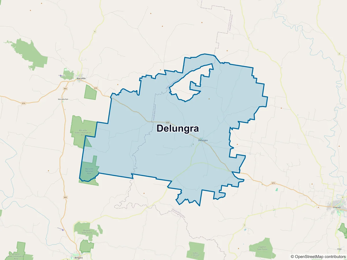 Map of Delungra, NSW, Australia