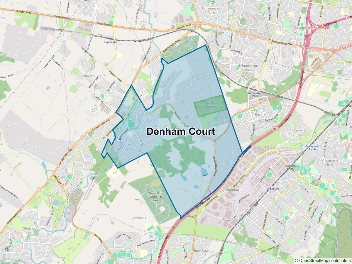 Map of Denham Court, NSW, Australia