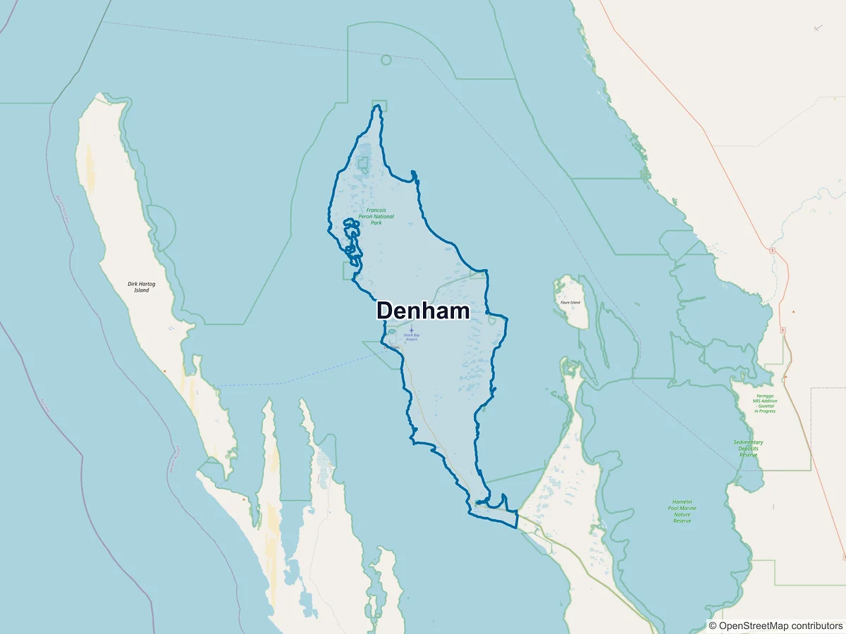 Map of Denham, WA, Australia