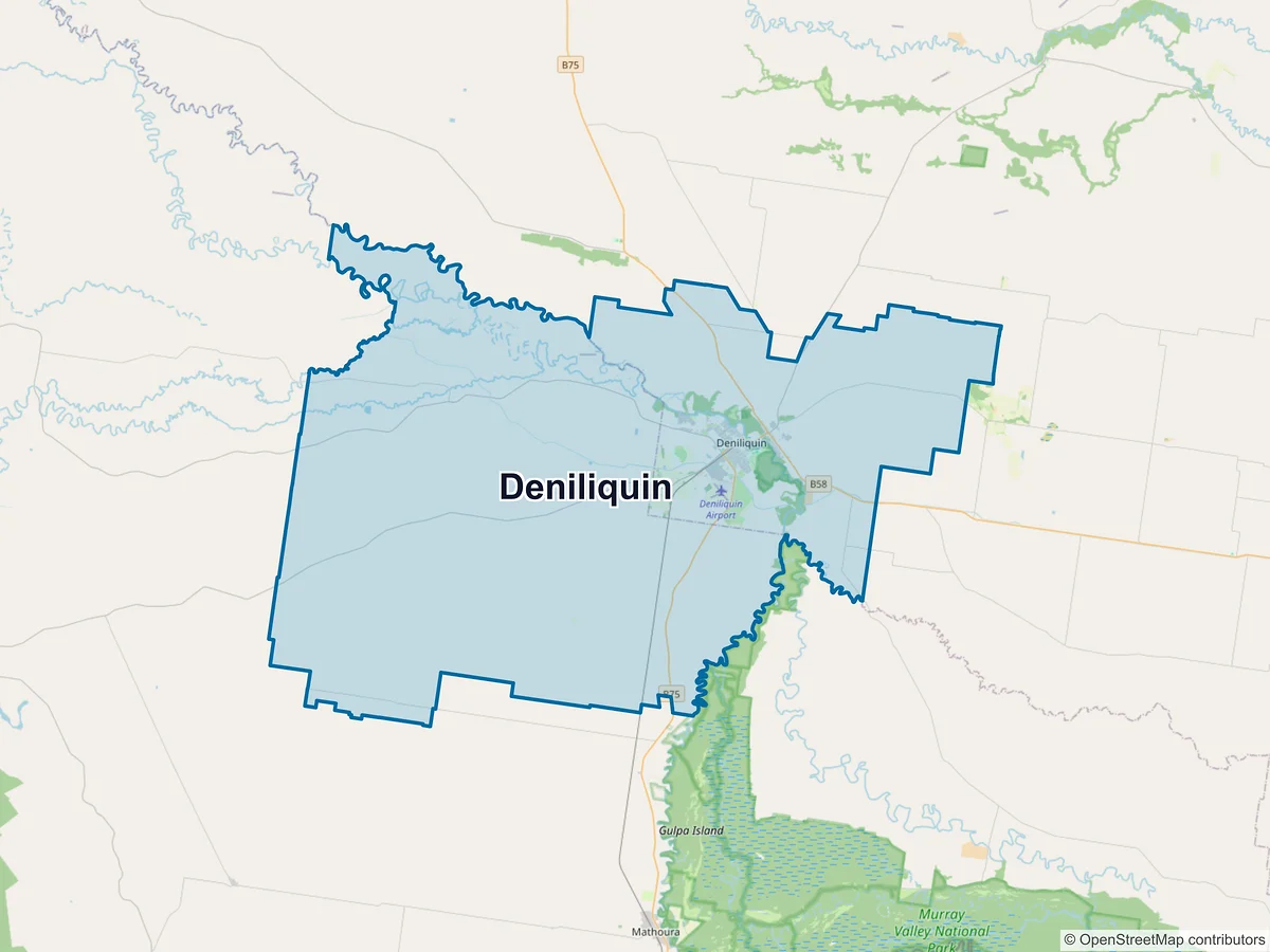 Map of Deniliquin, NSW, Australia